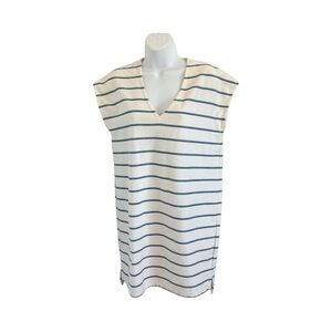 Madewell Sleeveless Shift Mini Knit Dress Striped Blue Cream Size XS